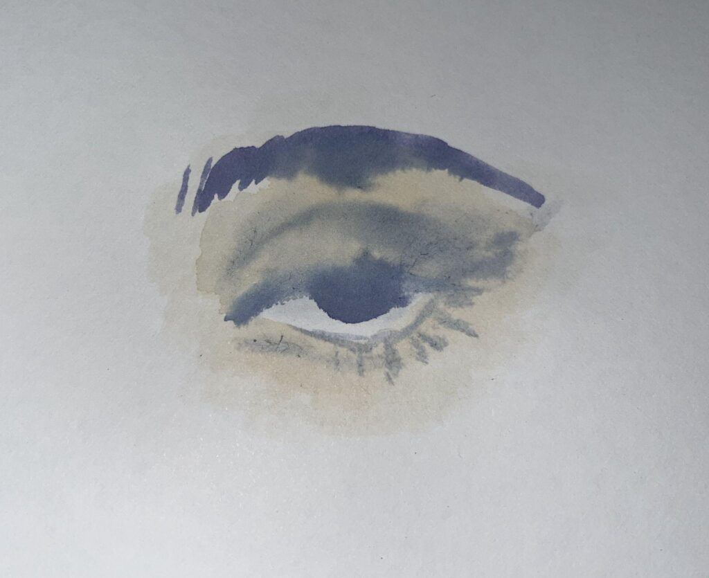 An eye painted with tea.